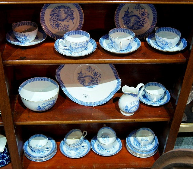 Appraisal: A Victorian blue and white transfer tea setand a collection