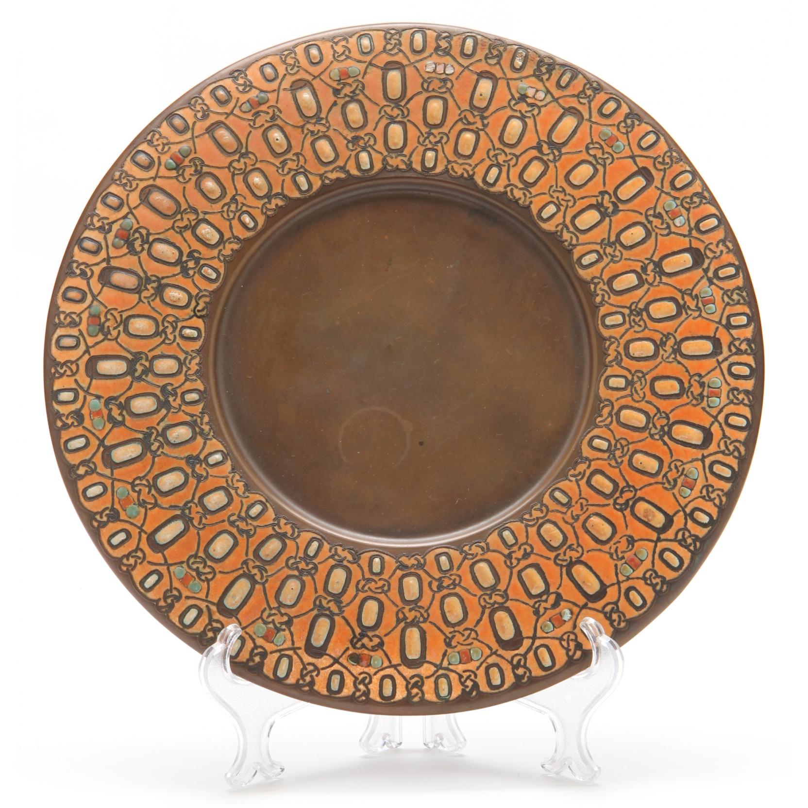 Appraisal: L C Tiffany Enamel Decorated Bronze Charger circa bronze multi-color