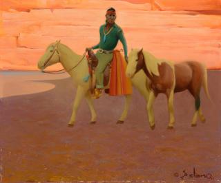 Appraisal: GERARD CURTIS DELANO - Navajo and His Horses oil on