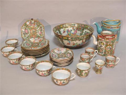 Appraisal: COLLECTION OF ROSE MEDALLION PORCELAIN Nineteenth century comprising a tea