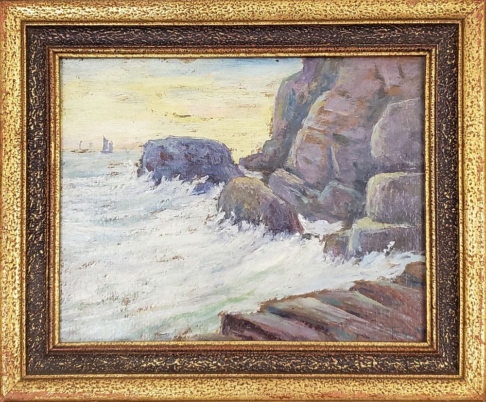 Appraisal: th Century Oil on Board Rocky Cliffside th Century Oil