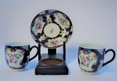 Appraisal: Two Worcester blue scale ground coffee cups and a saucer