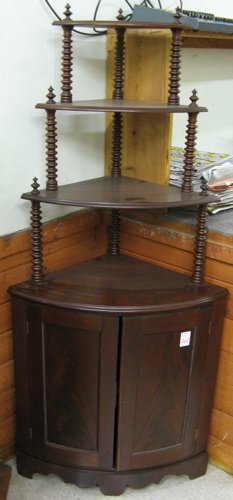 Appraisal: VICTORIAN STYLE WALNUT CORNER WHAT-NOT CABINET American early th century