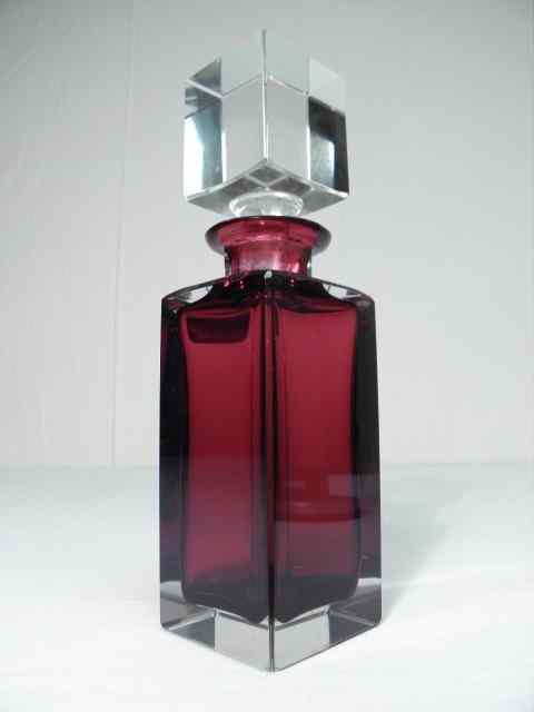 Appraisal: Possell German ruby cut crystal decanter Hand cut leaded crystal