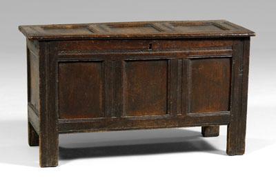 Appraisal: th century oak joined chest frame-and-panel construction hinged top with