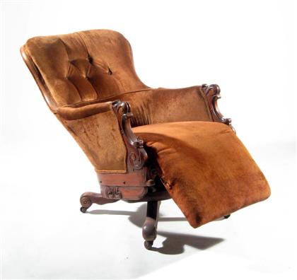 Appraisal: Walnut mechanical lounge chair labeled by j t hammitt philadelphia