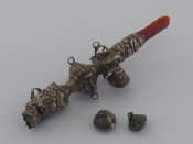 Appraisal: A Georgian child's silver rattle with coral teether and one