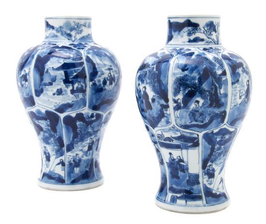 Appraisal: Pair of Chinese Blue and White Porcelain Vases Kangxi of