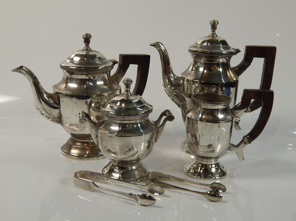 Appraisal: An EPNS four piece tea and coffee service of shaped