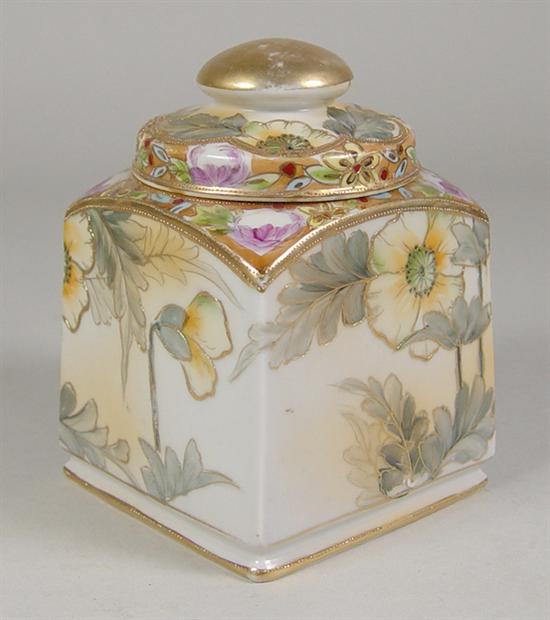 Appraisal: Nippon Biscuit Jar Circa Heavy rose and yellow florals Square