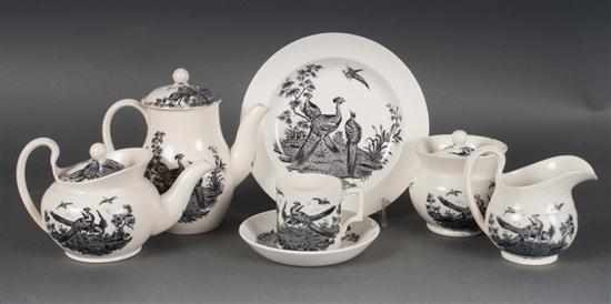 Appraisal: Wedgwood black transfer decorated creamware -piece partial miniature tea service