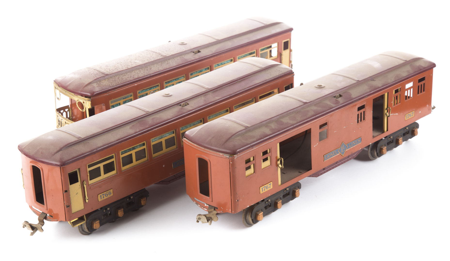 Appraisal: Three Lionel Ives passenger cars - Condition Paint chips scratches