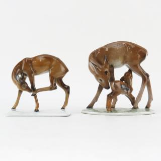 Appraisal: Two Rosenthal Germany handgemalt Glazed Porcelain Figurines Includes deer and