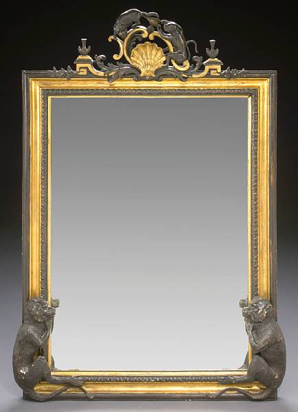 Appraisal: A Continental paint decorated and parcel gilt mirror circa The