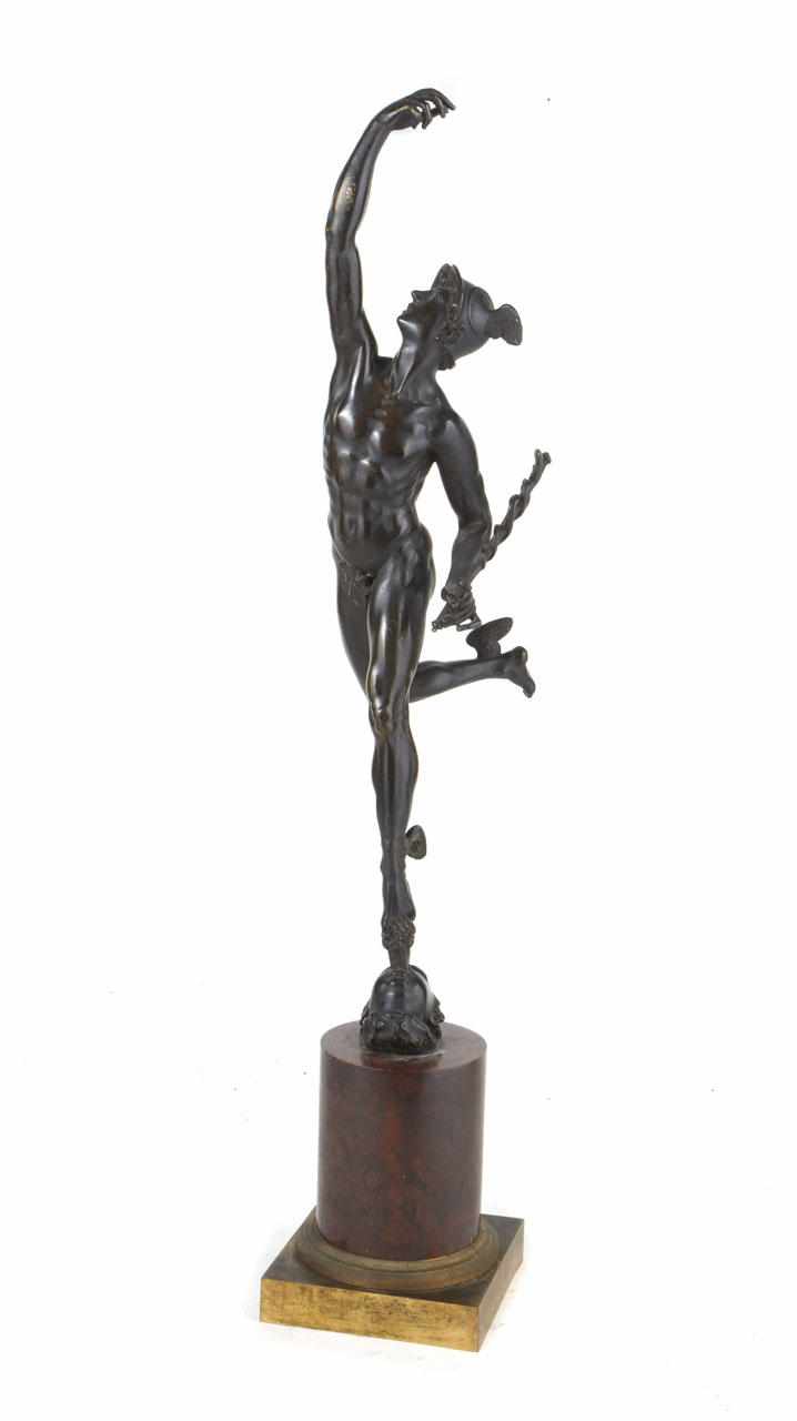 Appraisal: A patinated bronze figure of Mercury on marble base after