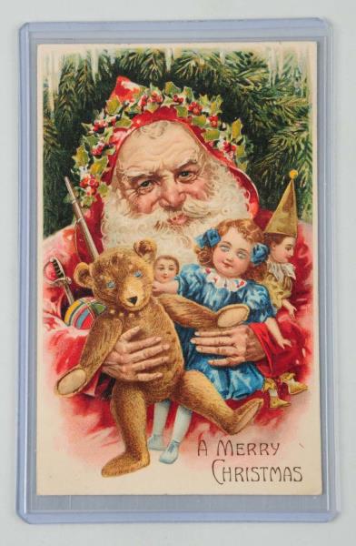 Appraisal: Hold-to-Light Santa Postcard Postcard depicts the bust of Santa with