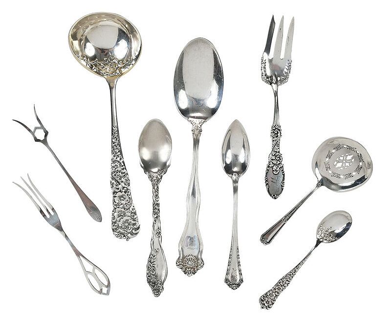 Appraisal: Pieces Sterling Flatware American th century including six Baker Manchester