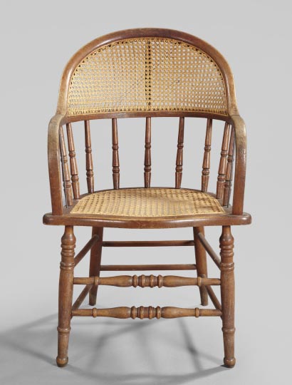 Appraisal: American Late Victorian Oak and Caned Captain's Chair ca the