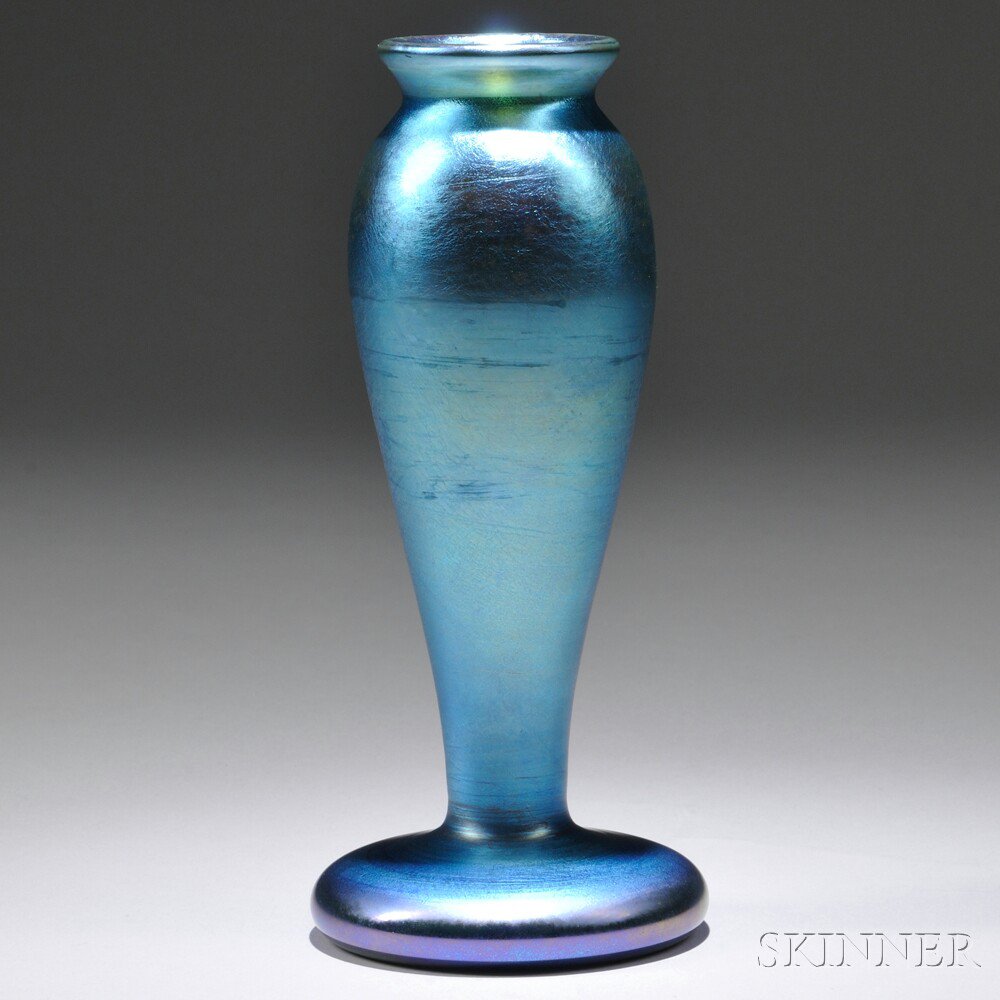 Appraisal: Quezal Blue Aurene Vase Art glass Queens New York early