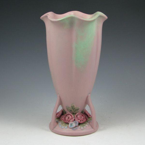 Appraisal: Weller Melrose vase with handled base and applied flowers Marked