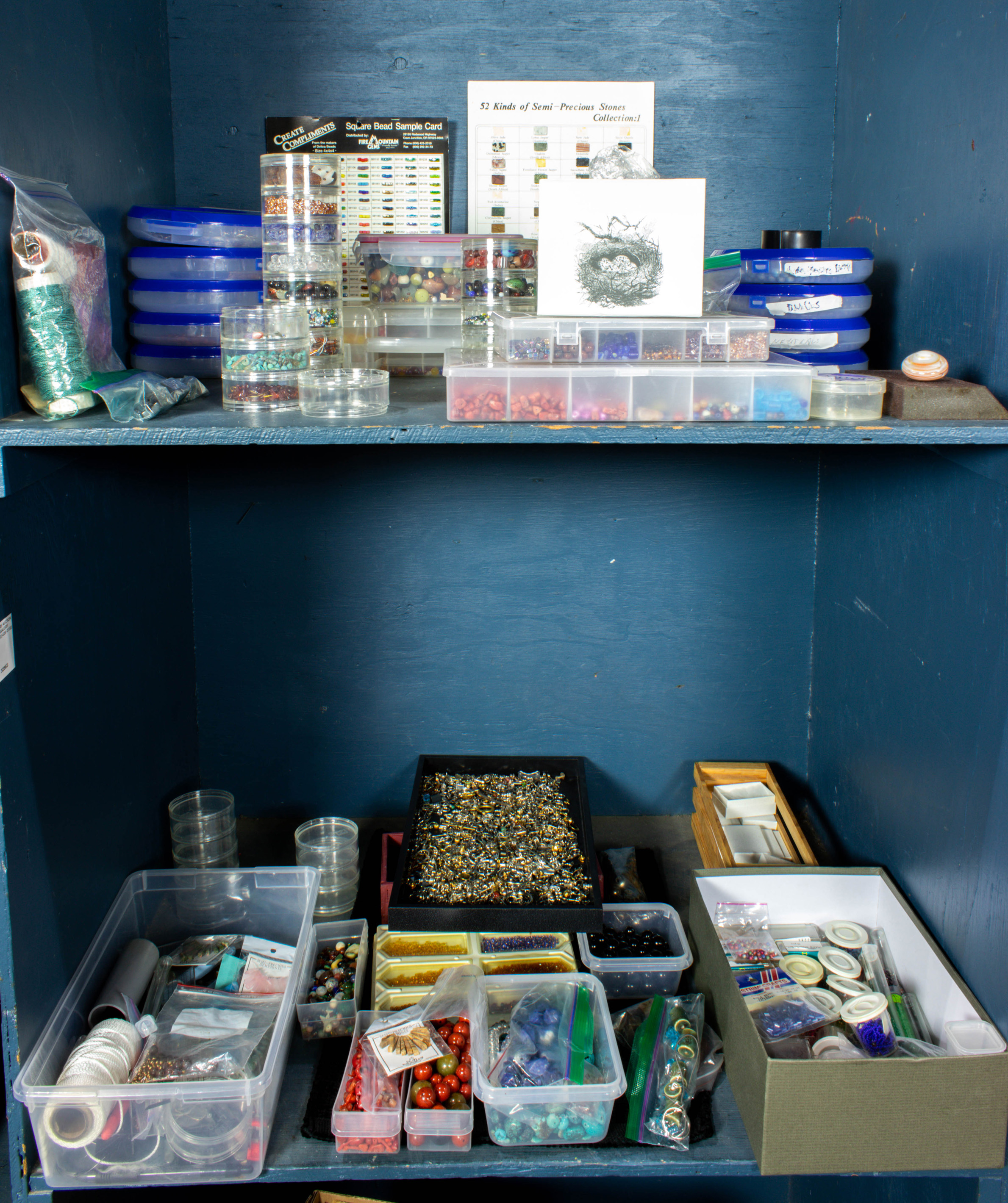 Appraisal: TWO BINS OF ASSOCIATED JEWELRY BEADS Two bins of associated