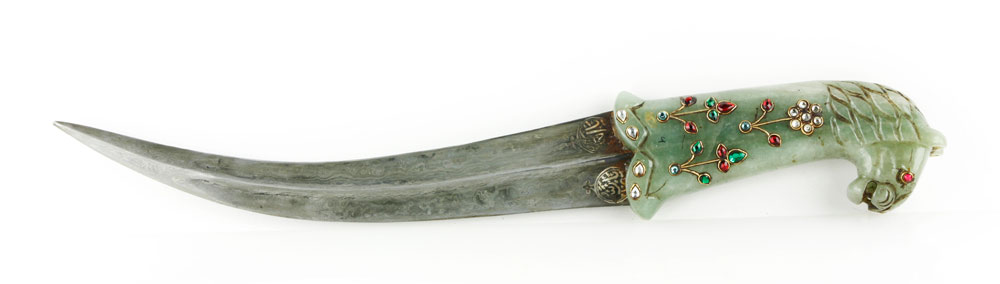 Appraisal: - Mughal Dagger with Carved Jade Handle Mughal Indian dagger