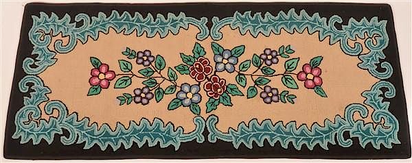 Appraisal: Vintage Amish Floral Pattern Hooked Rug Vintage Amish Floral Pattern