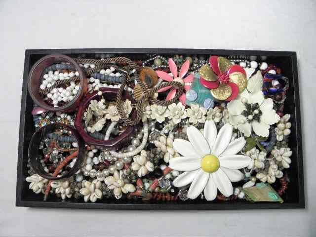 Appraisal: Tray lot of assorted ladies costume jewelry Includes enamel bakelite