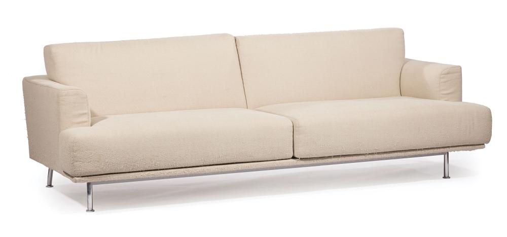 Appraisal: Cassina Beige Sofa with Metal Frame late th c Italian