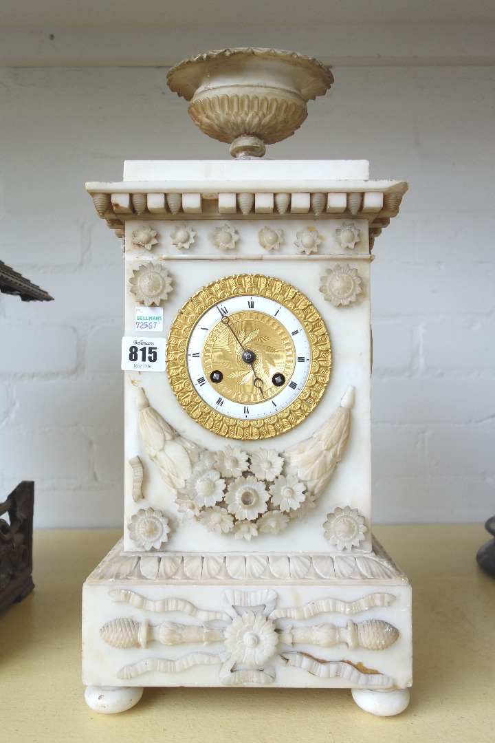 Appraisal: An alabaster and parcel gilt mantel clock late th century