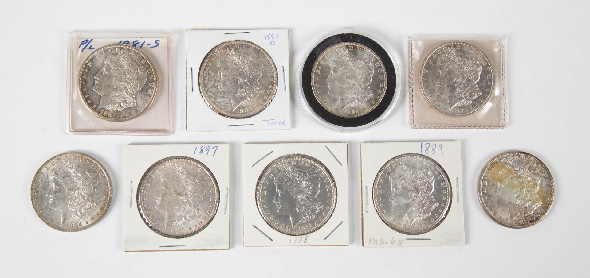 Appraisal: USA Morgan Dollars s- Nine Morgan Dollars s MS AU