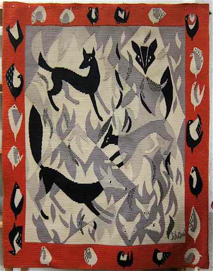 Appraisal: SAX ROLAND SHAW SCOTLAND - ORIGINAL WALL TAPESTRY ''The Foxes