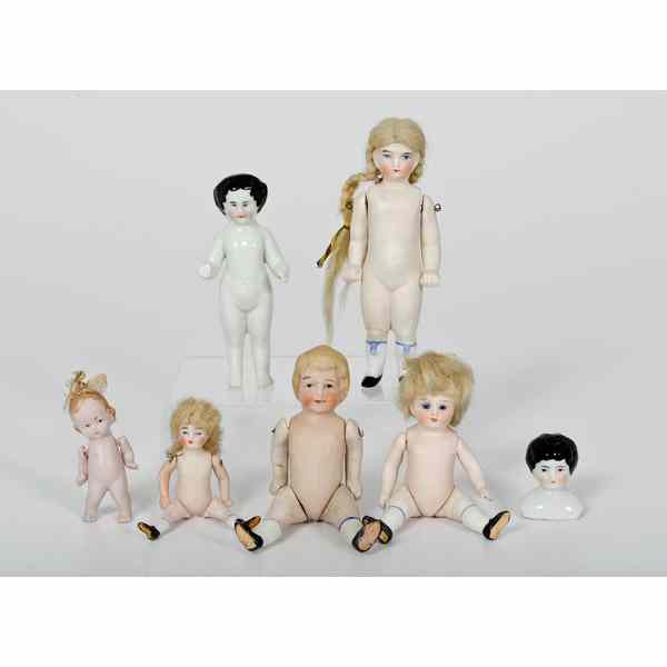 Appraisal: Group of Bisque Miniature Dolls Plus Germany an assembled group