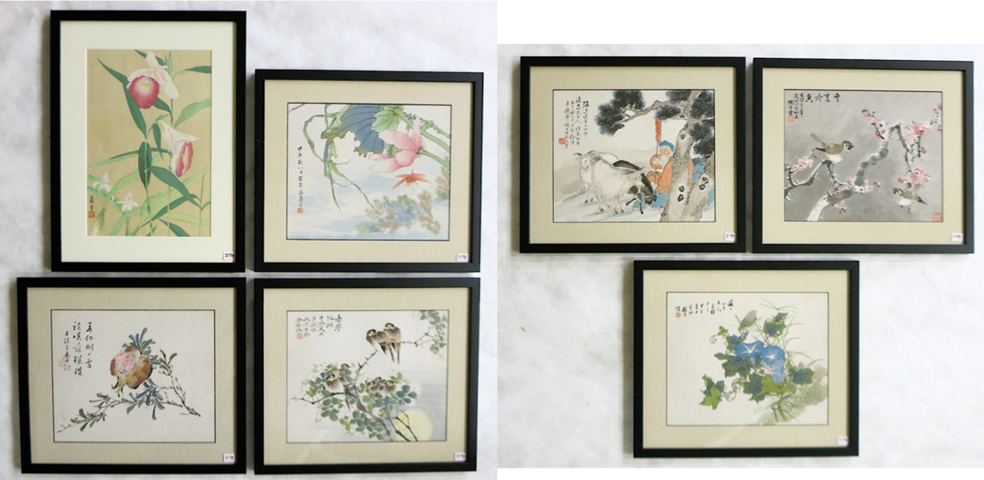 Appraisal: SIX JAPANESE CONTEMPORARY WATERCOLORS ON PAPER AND ONE WOODCUT Hodo