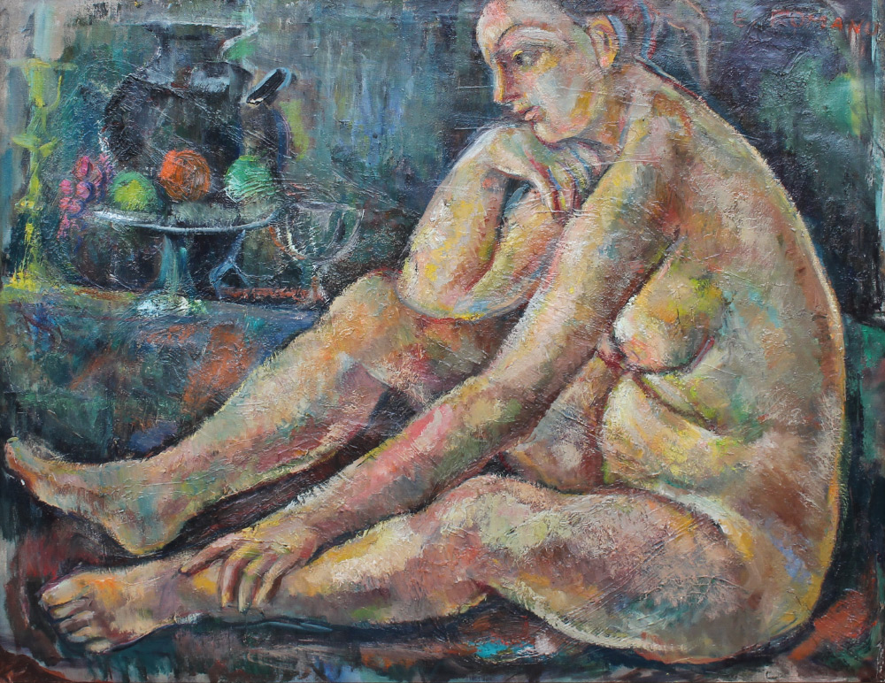 Appraisal: ROMANO Emanuel Glicen Italian - Seated Nude Oil Canvas ''