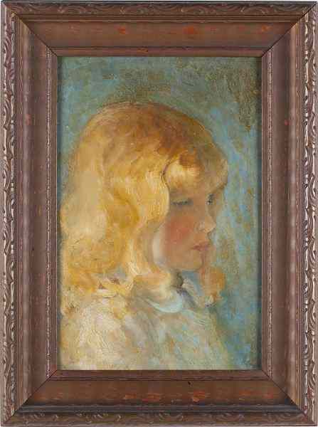 Appraisal: American School Portrait of a Young Girlcirca s oil on