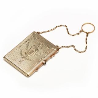 Appraisal: Edwardian KT Compact with Chain and Ring Tiffany Co the