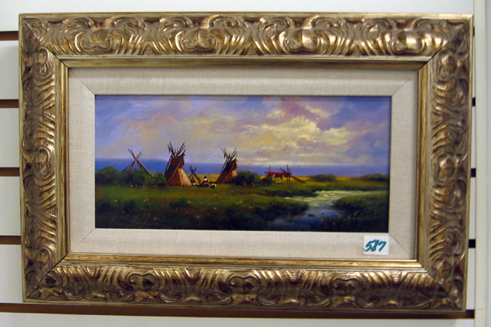 Appraisal: HEINIE HARTWIG California born Oil on Masonite An Indian Encampment