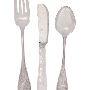 Appraisal: A Tiffany Co Silver Flatware Service Audubon pattern comprising dinner