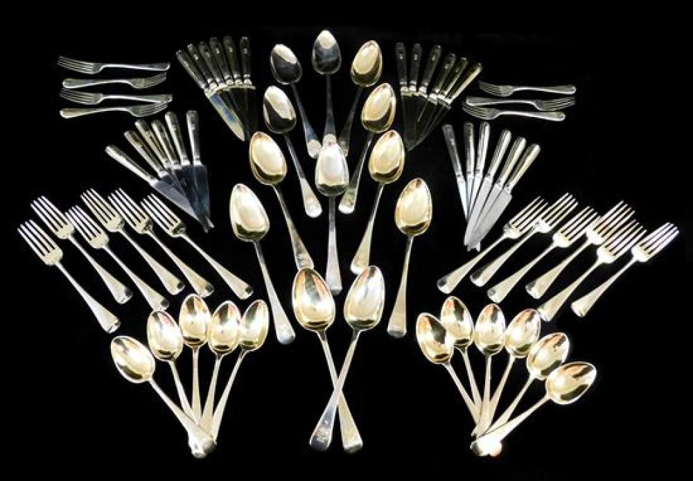 Appraisal: SILVER Late th early th C English sterling flatware sixty-six