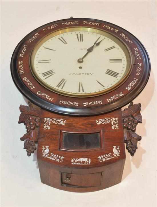 Appraisal: A late Victorian mother of pearl inlaid drop dial wall