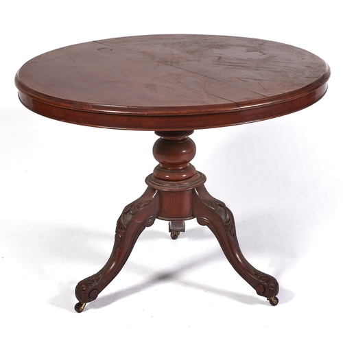 Appraisal: A Victorian mahogany breakfast table the round tip-up top on