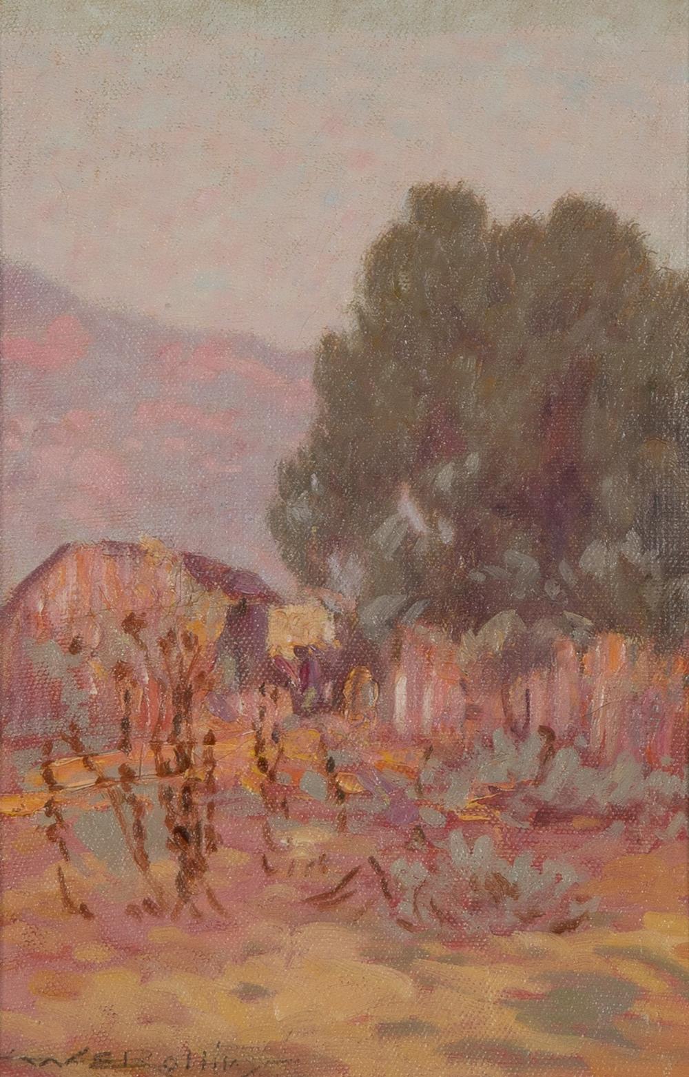 Appraisal: Warren Eliphalet Rollins - Untitled Pink Landscape oil on board