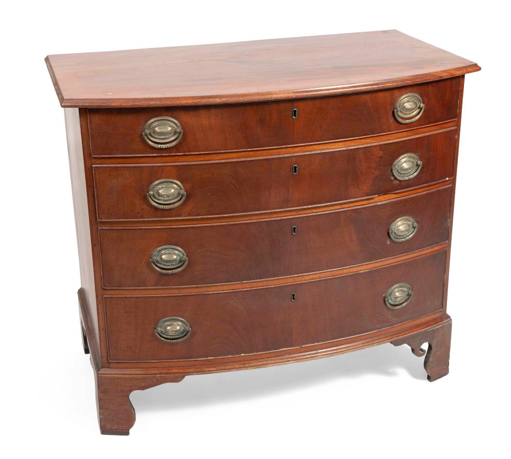 Appraisal: CHIPPENDALE BOWFRONT BUREAU CIRCA HEIGHT WIDTH DEPTH CHIPPENDALE BOWFRONT BUREAU