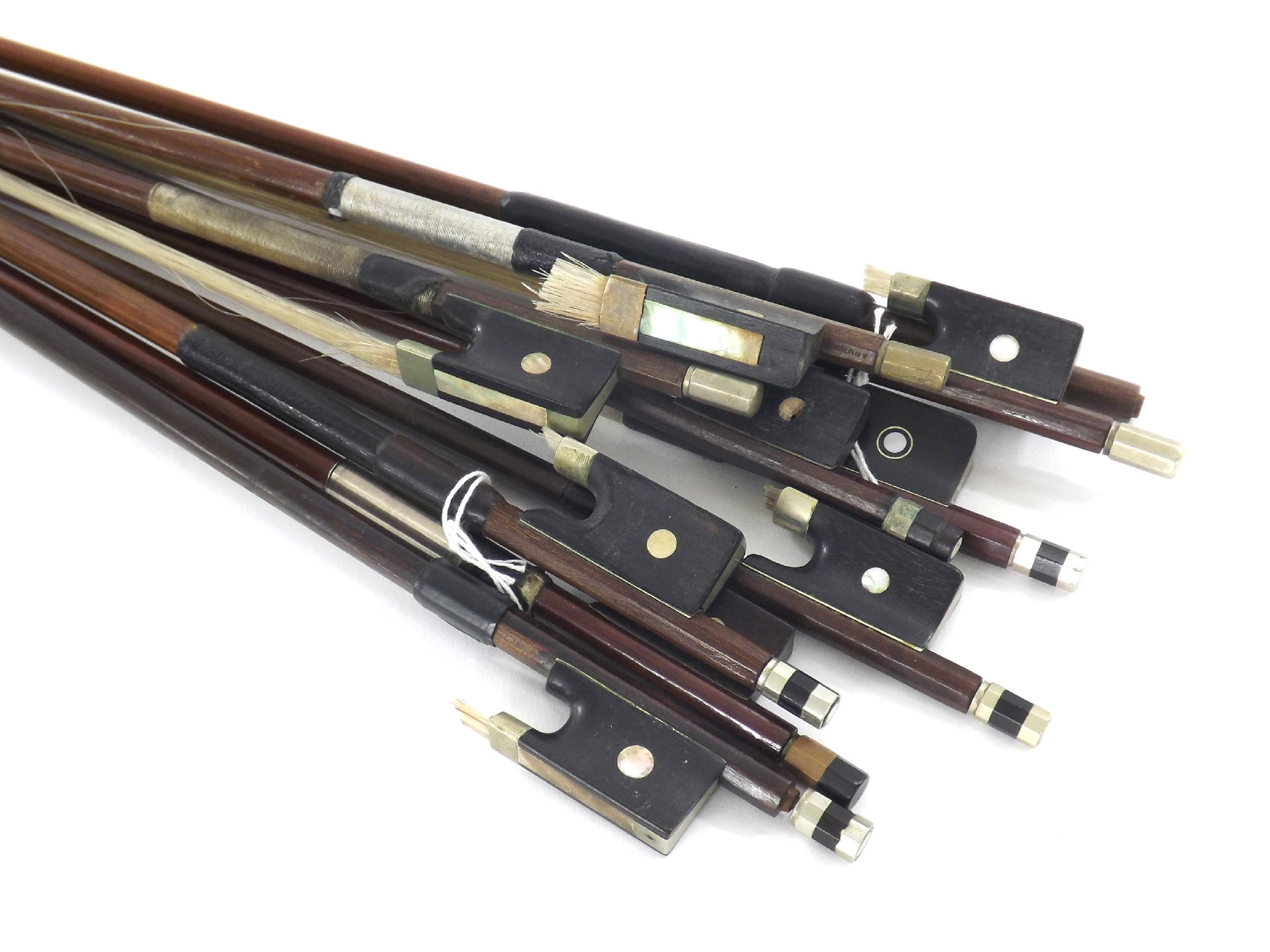 Appraisal: Ten various nickel mounted violin and viola bows