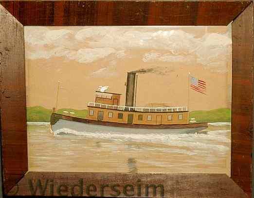 Appraisal: Gouache painting of the tugboat Virginia c flying an American