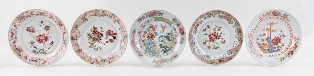 Appraisal: FIVE CHINESE EXPORT FAMILLE ROSE PORCELAIN SHALLOW BOWLS LATE TH