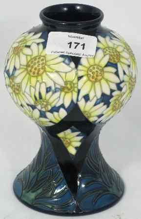 Appraisal: Moorcroft Vase decorated with Sun Flowers on Blue Ground Dated