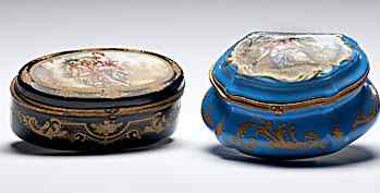 Appraisal: Sevres-Style Porcelain Hinged Boxes France Two hinged porcelain boxes both