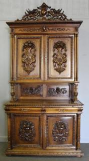 Appraisal: Highly Carved Continental Step Back Cabinet From a Greenwich CT